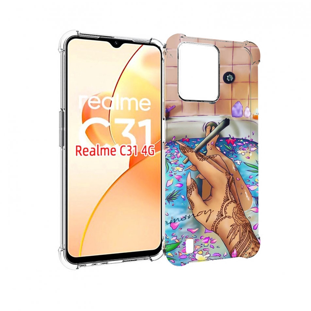 

Чехол MyPads девушка в ванне женский для OPPO Realme C31, Прозрачный, Tocco