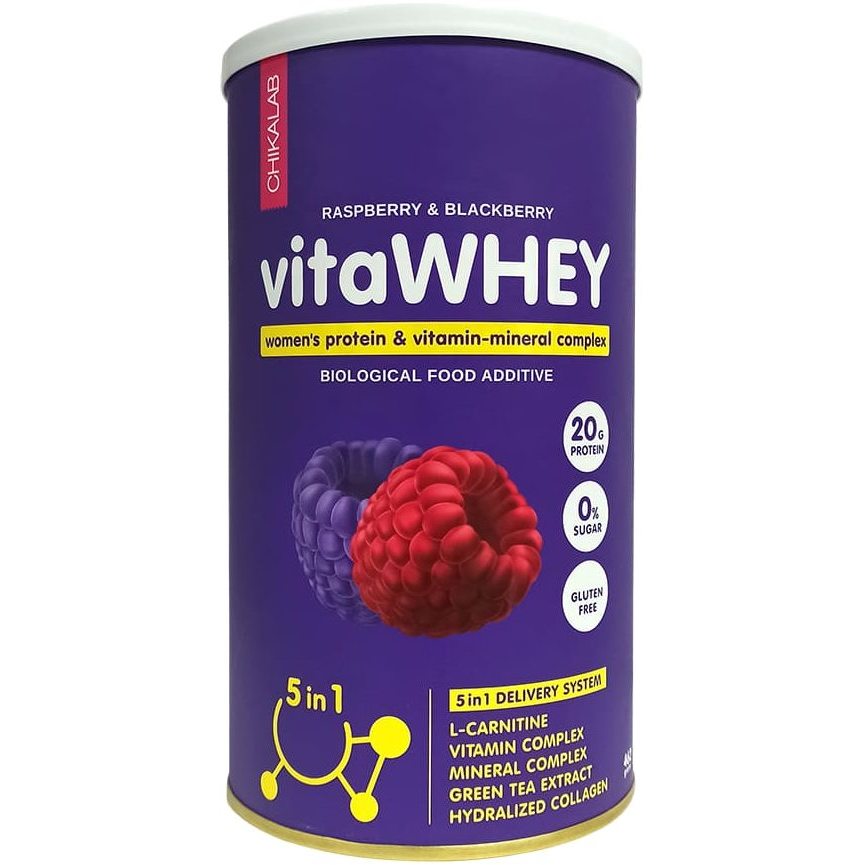

Коктейль витаминно-минеральный Chikalab VitaWhey Малина-ежевика 462 г
