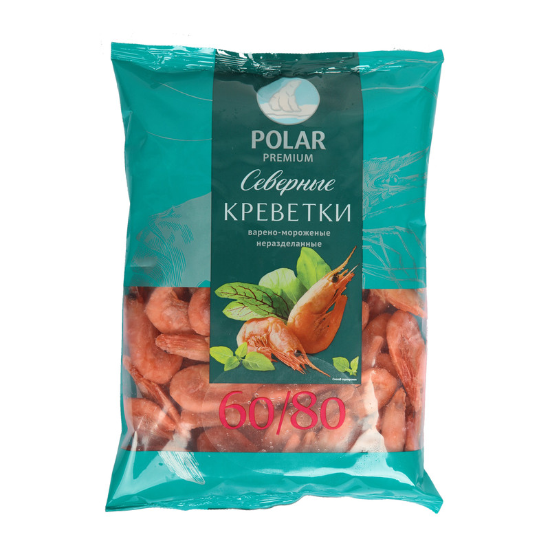

Креветки Polar северные 60/80, неразделанные, варёно-мороженые, 850 г