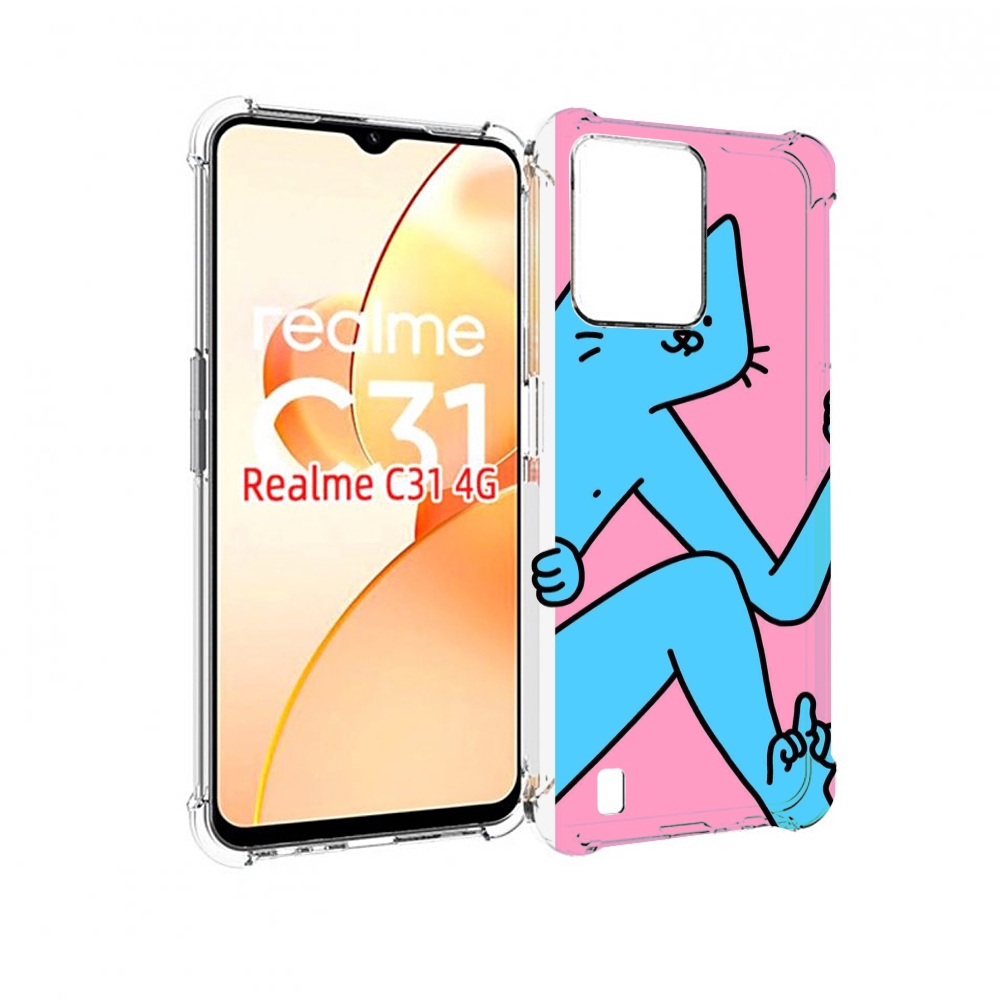 

Чехол MyPads голубой кот в дверце для OPPO Realme C31, Прозрачный, Tocco