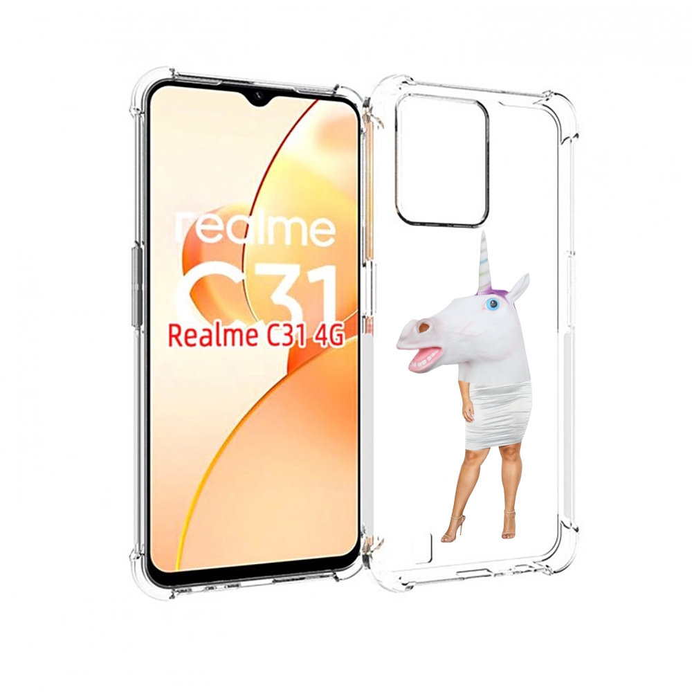 

Чехол MyPads голова-единорога для OPPO Realme C31, Прозрачный, Tocco