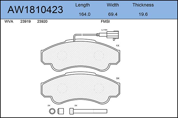 Тормозные колодки AywiParts дисковые AW1810423