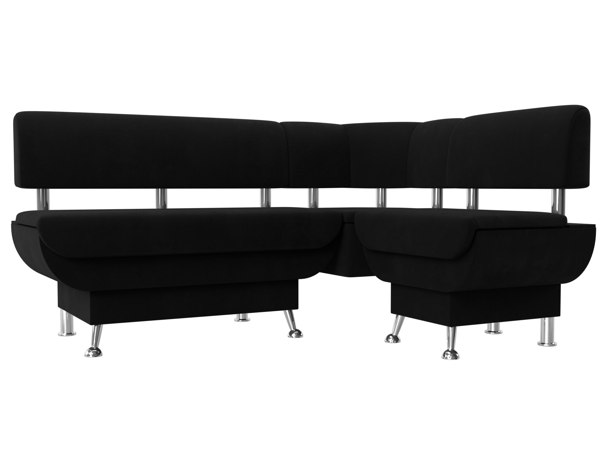 

Диван кухонный Лига Диванов Альфа правый угол 155х124х77, микровельвет, черный, Кухонный угловой диван Альфа правый угол