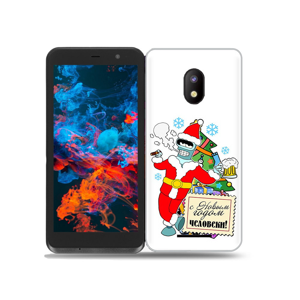 

Чехол MyPads Tocco для BQ 5045L Wallet С новым годом человеки, Прозрачный, Tocco