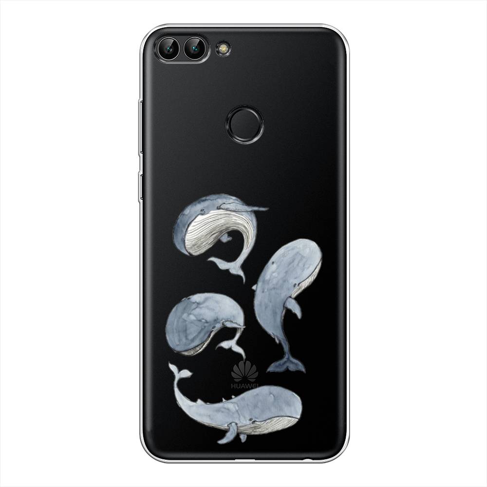 

Чехол Awog на Huawei Y9 2018 "Киты", Белый;прозрачный;голубой, 64950-1