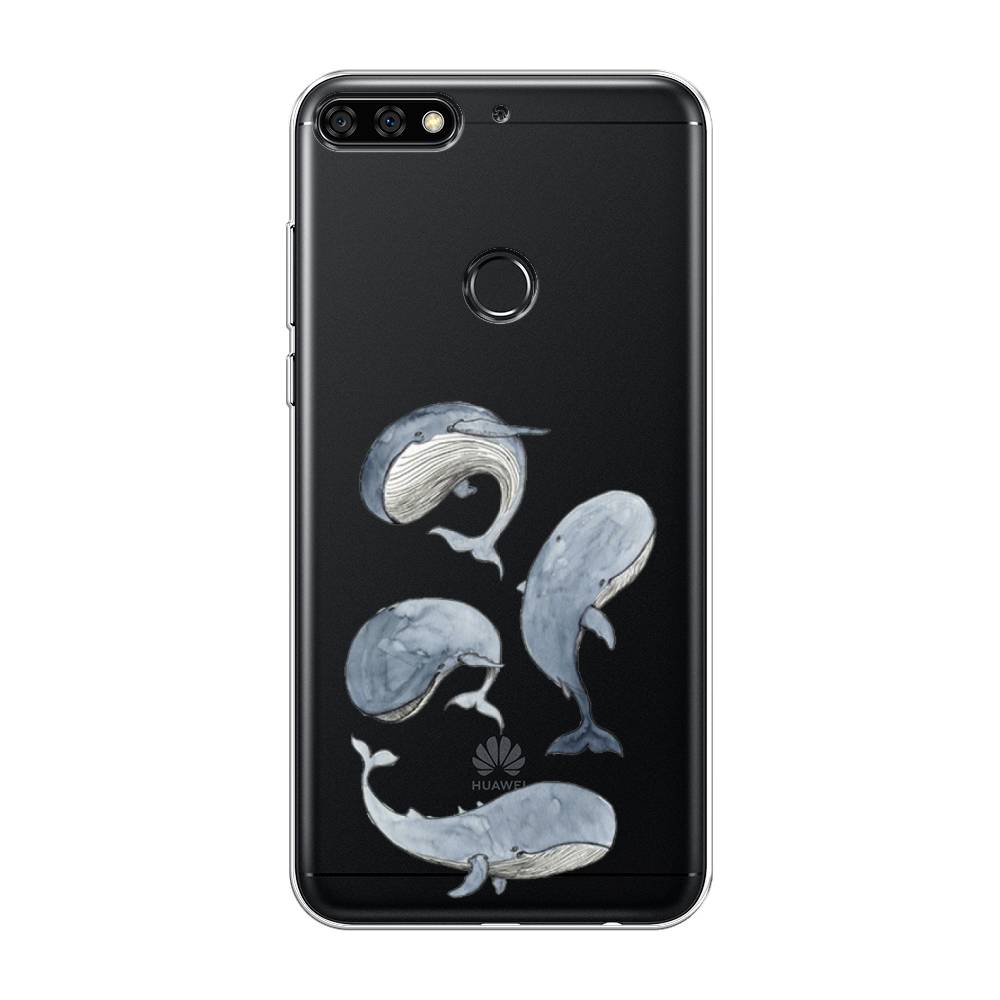

Чехол Awog на Huawei Y7 Prime 2018 "Киты", Белый;прозрачный;голубой, 66450-1