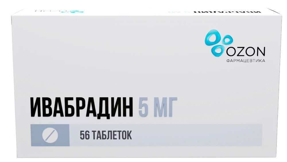 Ивабрадин, таблетки в пленочной оболочке 5 мг, 56 шт.