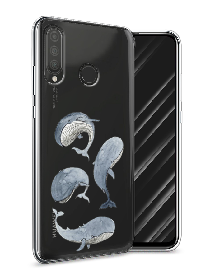

Чехол Awog на Huawei P30 Lite "Киты", Белый;прозрачный;голубой, 67950-1