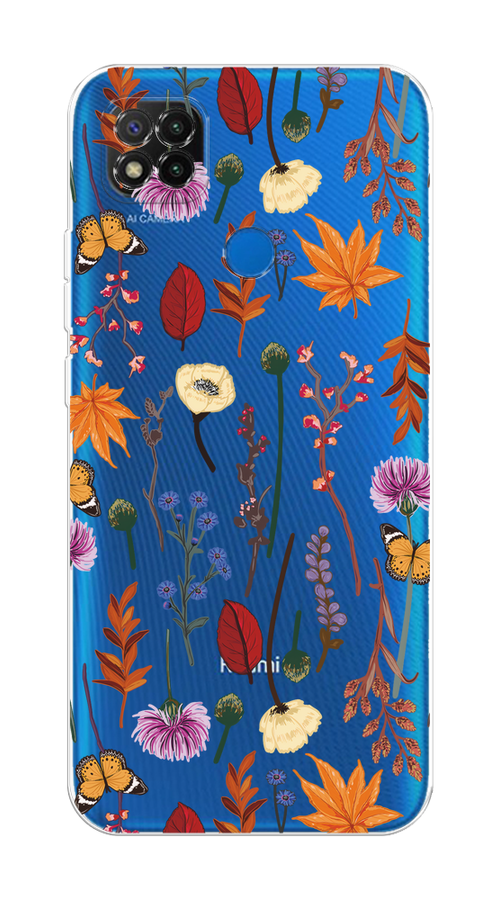 

Чехол на Xiaomi Redmi 9C "Orange Purple flowers", Оранжевый;красный;розовый;желтый;прозрачный, 39050-1