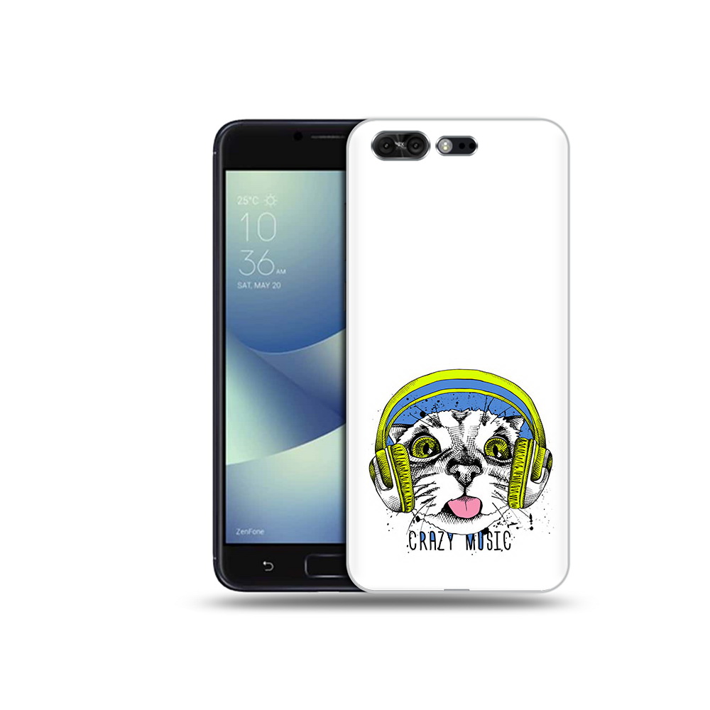 Чехол MyPads Tocco для Asus ZenFone 4 Pro (ZS551KL) кошка в наушниках рисунок