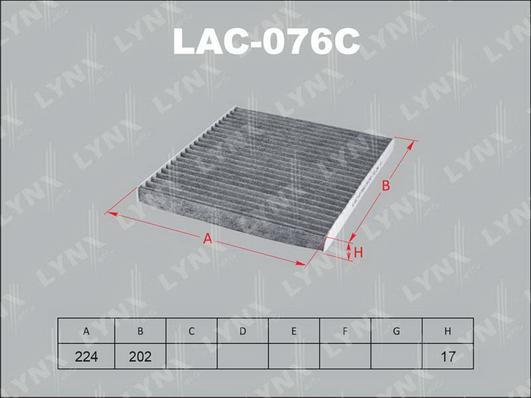 

Фильтр воздушный салона LYNXauto LAC-076C