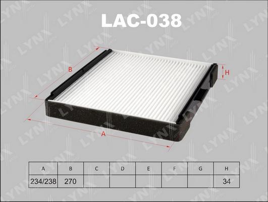 

Фильтр воздушный салона LYNXauto LAC-038