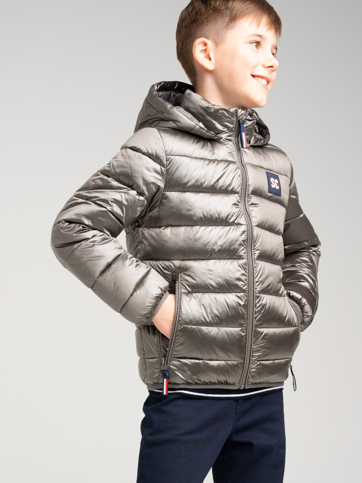 Куртка текстильная с полиуретановым покрытием для мальчиков PlayToday, серый, 152