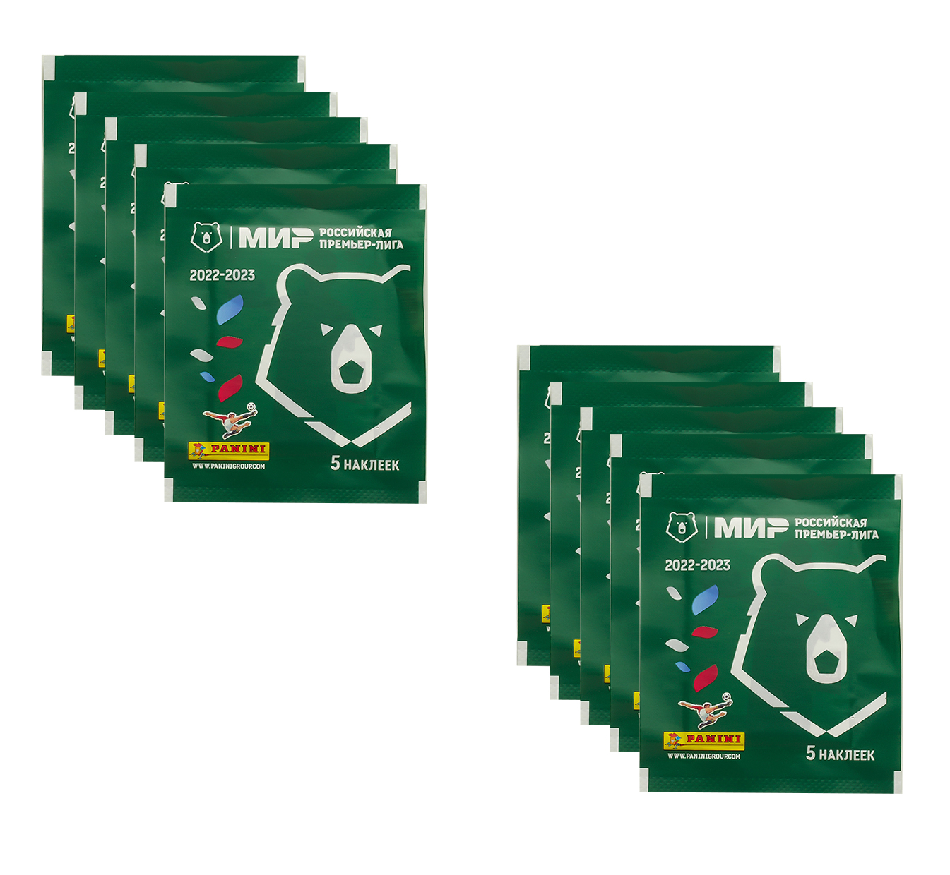

10 пакетиков наклеек Panini РПЛ 2022-2023 (50 наклеек)