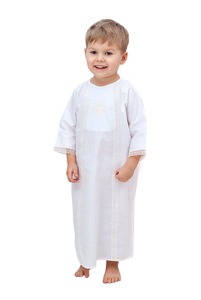 Антон (1 пр., Крестильная рубашка для МАЛЬЧИКА) Белый, 92-98 см