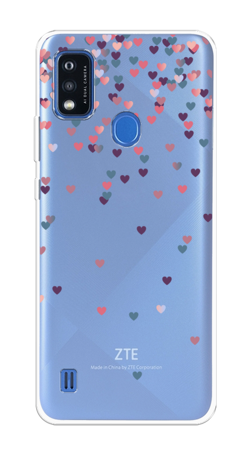

Чехол на ZTE Blade A51 "Посыпка сердечки", Розовый;фиолетовый, 134550-3