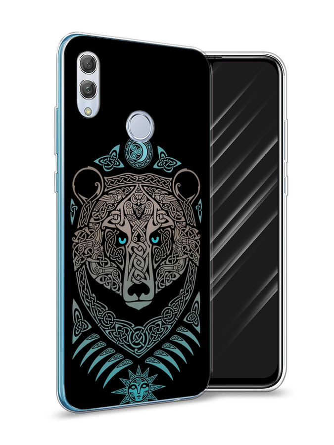

Чехол Awog на Huawei P Smart 2019 "Кельтский медведь", Черный;серый, 67250-2