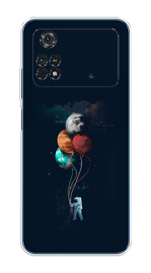 

Чехол на Poco M4 Pro 4G "Космонавт с шариками", Разноцветный, 313050-4