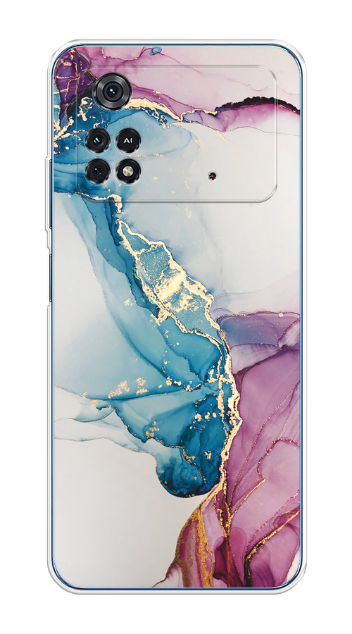 

Чехол на Poco M4 Pro 4G "Розовые разводы рисунок", Синий;розовый;золотистый, 313050-3