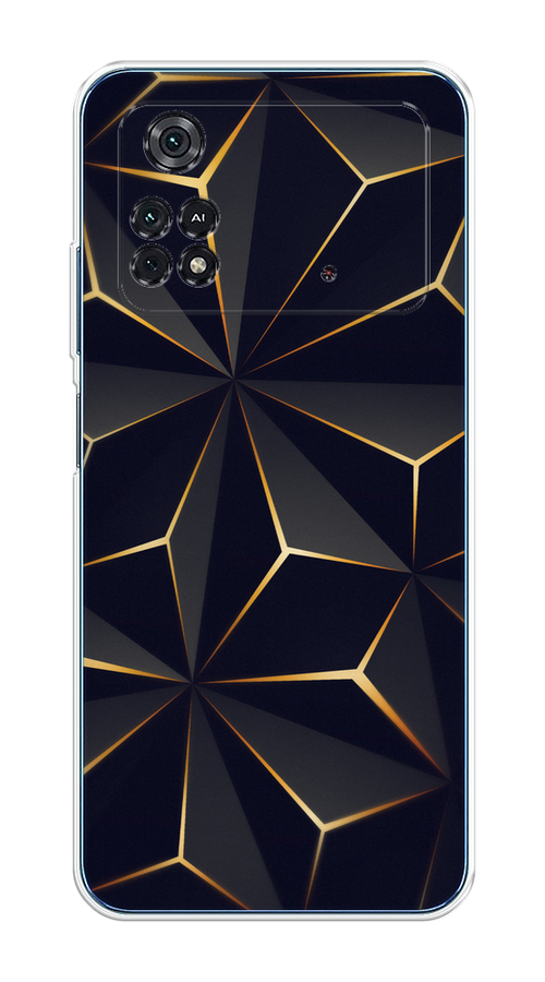 

Чехол на Poco M4 Pro 4G "Черные полигоны", Золотистый;черный, 313050-3