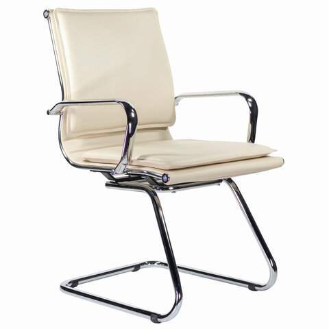Кресло для приемных и переговорных BRABIX "Kayman CF-102", экокожа, бежевое, 532573