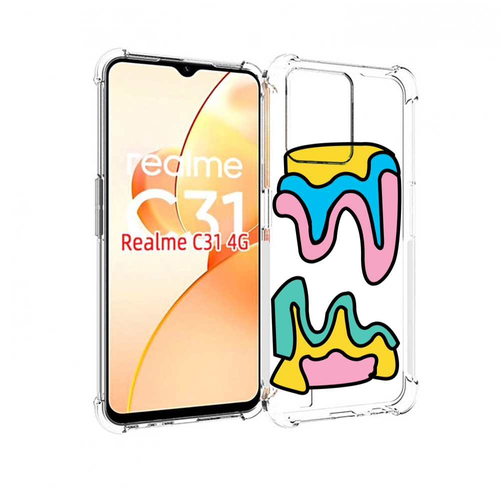 

Чехол MyPads вытекающая-абстракция для OPPO Realme C31, Прозрачный, Tocco