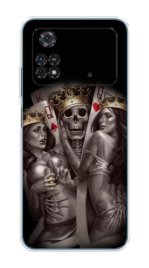 

Чехол на Poco M4 Pro 4G "Карты король и королевы", Серый;желтый, 313050-6