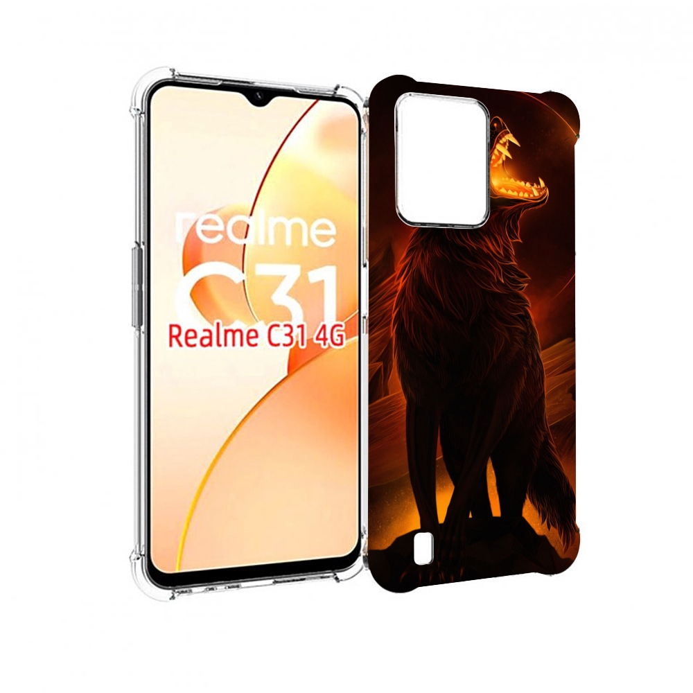 

Чехол MyPads волчара с огнем внутри для OPPO Realme C31, Прозрачный, Tocco
