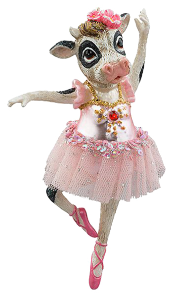 фото Елочная игрушка holiday-classics корова-балерина матильда 204936 14 см 1 шт.