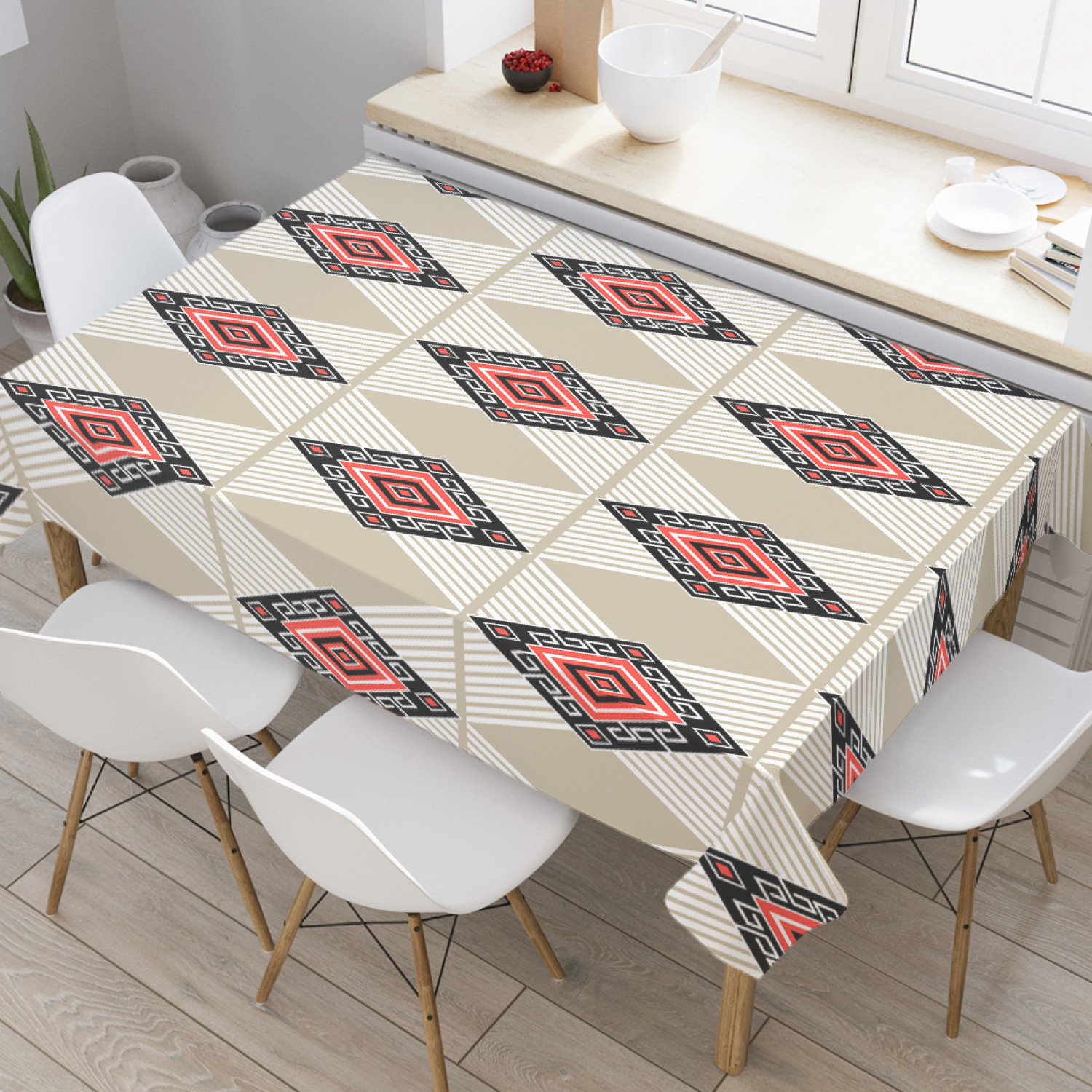 

Скатерть прямоугольная JoyArty "Летняя свежесть" из оксфорда, 180x145 см, Бежевый, Летняя свежесть