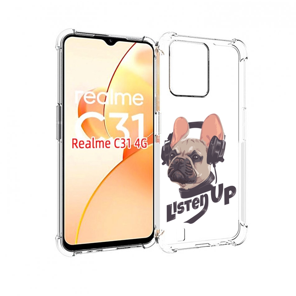 

Чехол MyPads бульдог-слушает-музыку для OPPO Realme C31, Прозрачный, Tocco