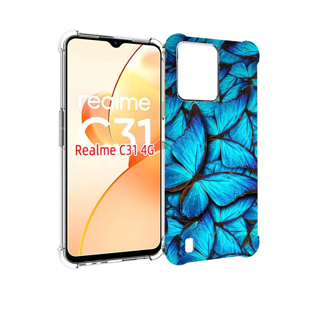 

Чехол MyPads бирюзовые бабочки для OPPO Realme C31, Прозрачный, Tocco