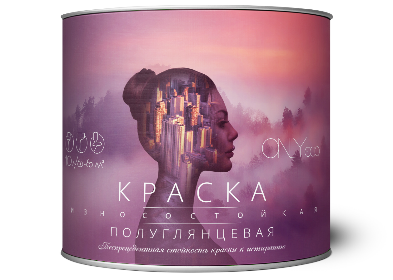 

Краска ONLYeco акриловая интерьерная матовая, белая, 10 л.
