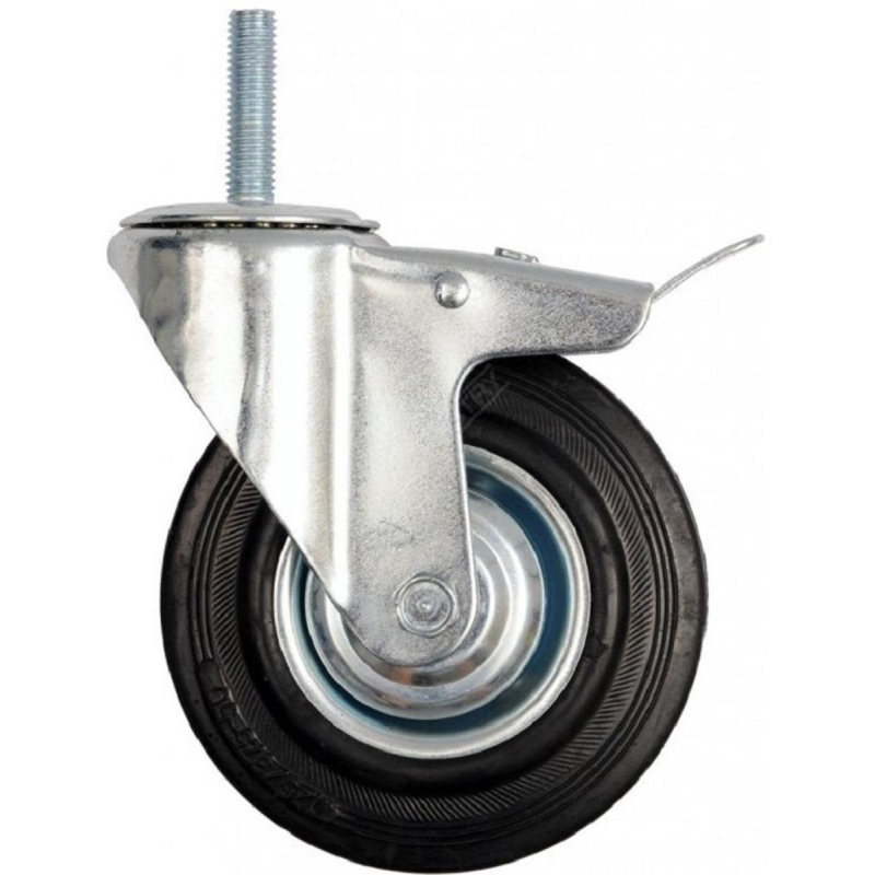 а5 литое колесо с протекторной резиной 200 мм pp 200 1001076 Колесо для тележки с черной резиной SCTB 125, с тормозом