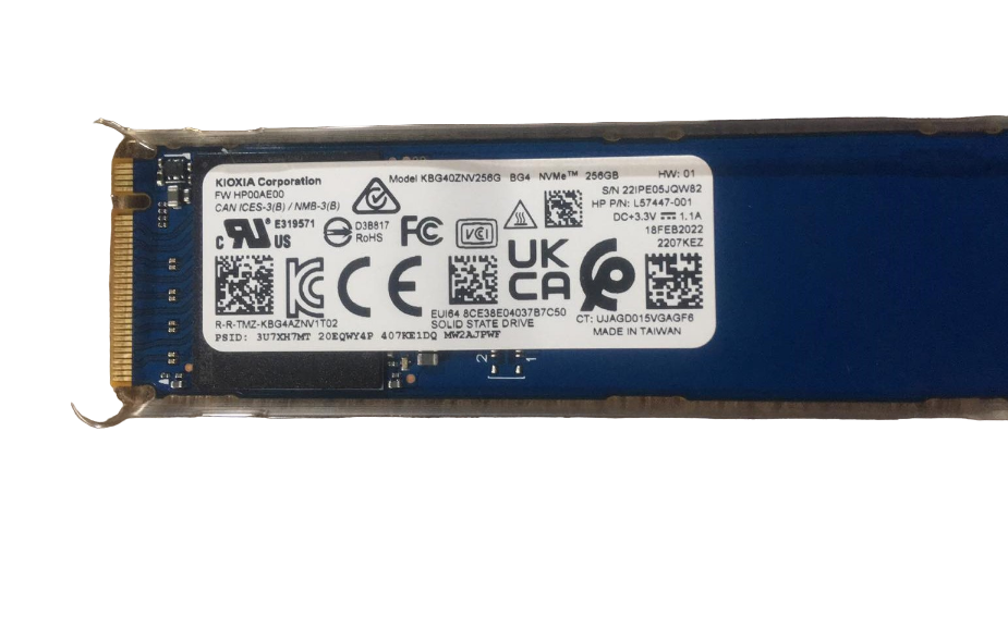 

SSD накопитель Kioxia GBG40ZNV256G M.2 2280 256 ГБ, GBG40ZNV256G