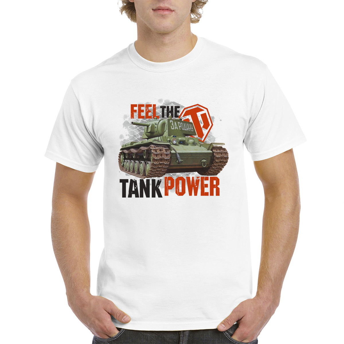

Футболка унисекс coolpodarok Feel the tank power белая 42 RU, Feel the tank power