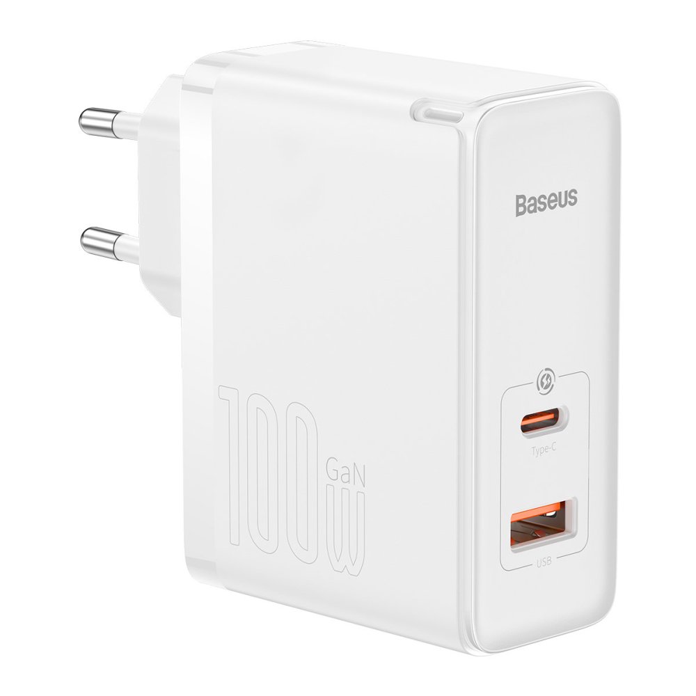 фото Сетевое зарядное устройство baseus gan5 pro fast charger c+u 100w , с кабелем 1m, white