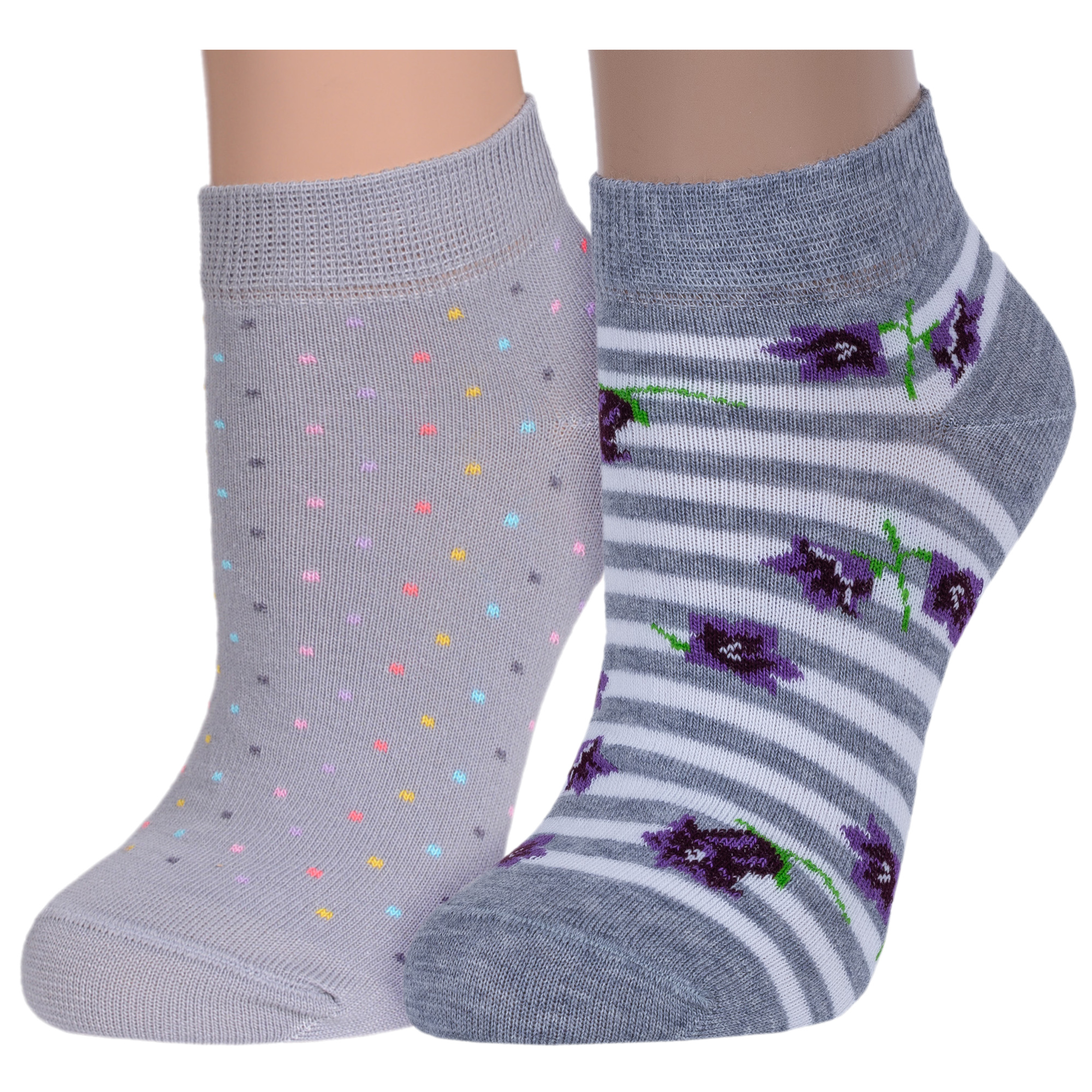 Комплект носков женских Брестский чулочный комбинат 2-14С1101 серых; белых; фиолетовых 23