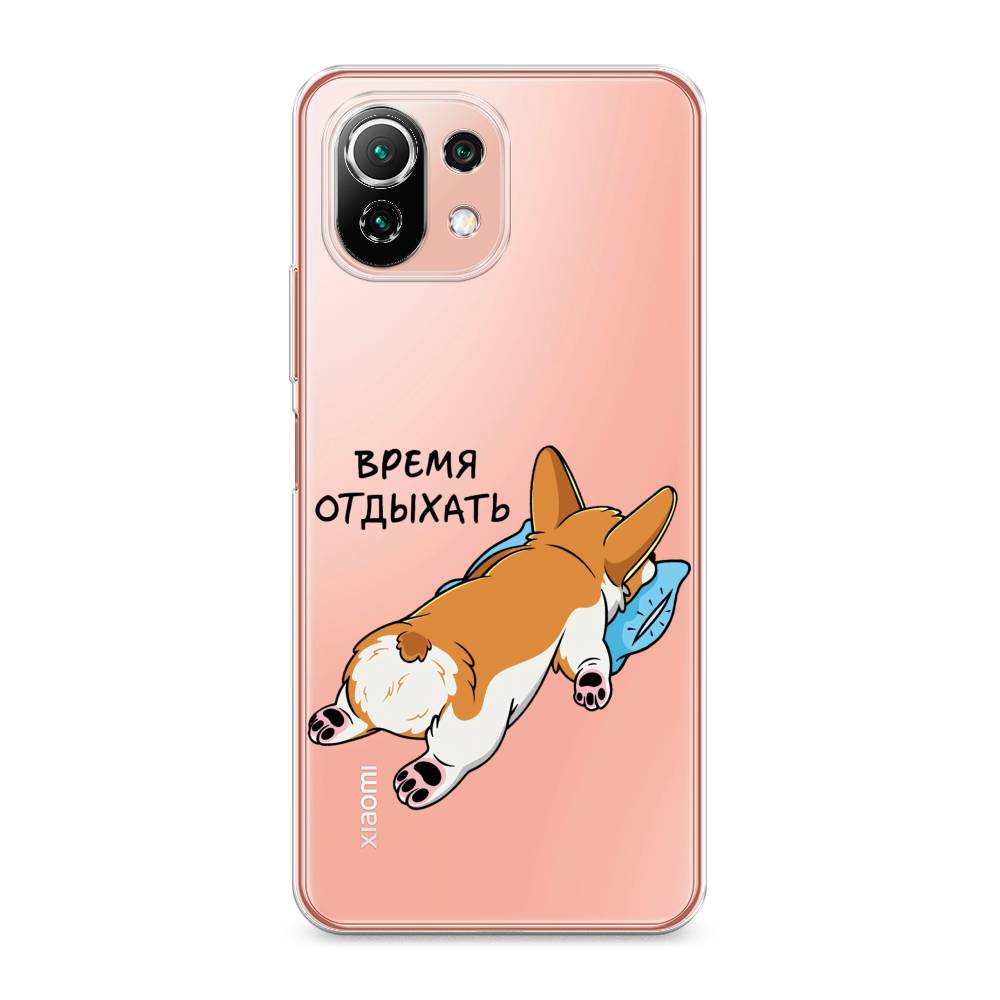 

Чехол на Xiaomi Mi 11 Lite/5G NE "Корги отдыхает", Черный;коричневый;голубой, 310250-1