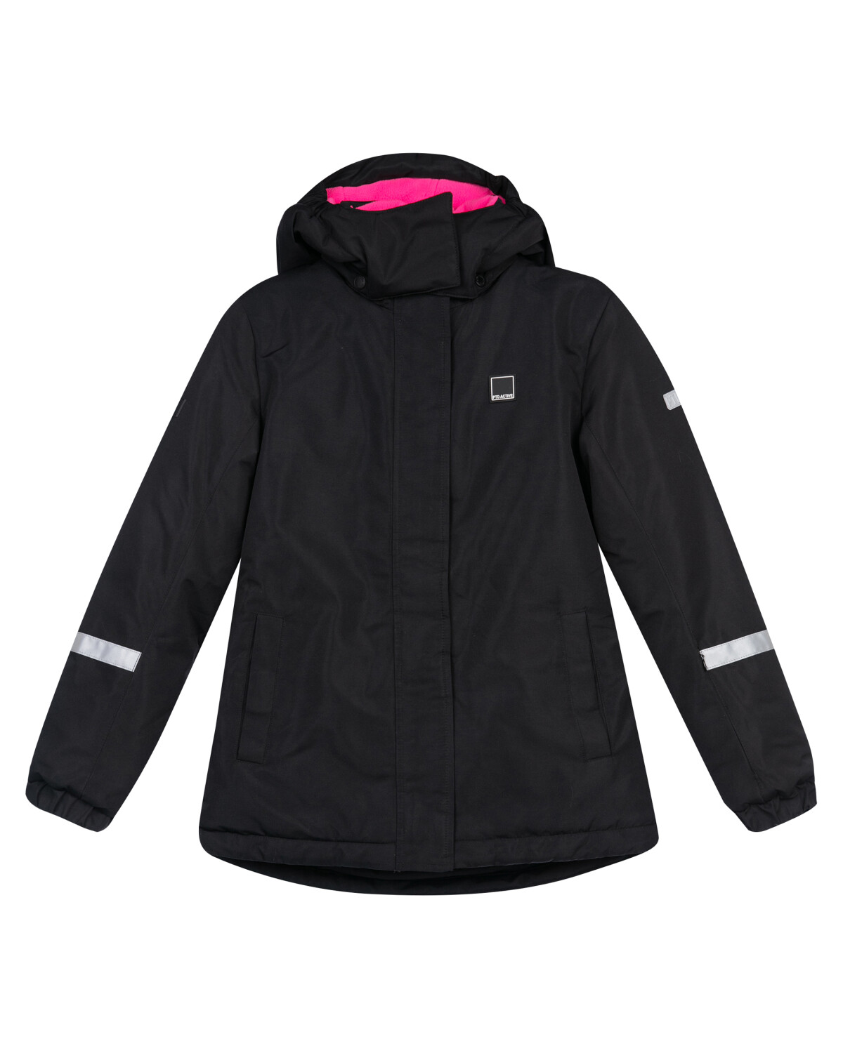 Куртка текстильная с полиуретановым покрытием для девочек PlayToday, черный,фуксия, 134