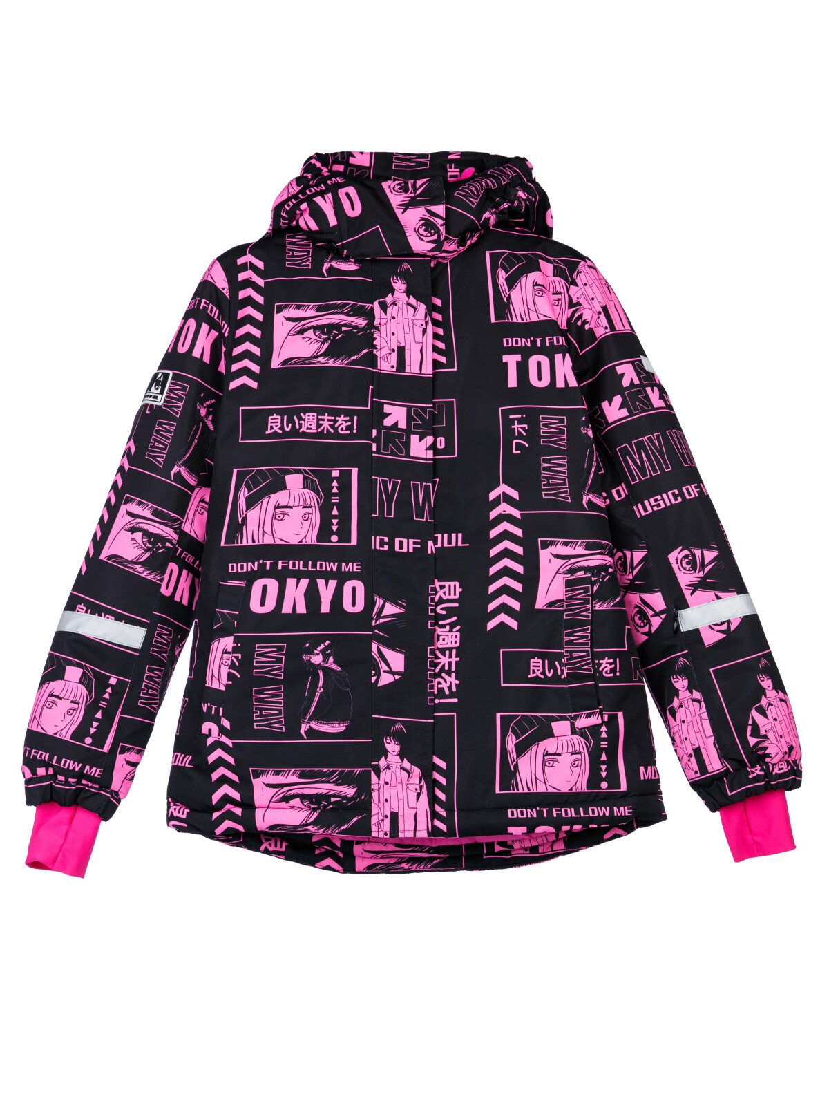 Куртка для девочек PlayToday, черный,фиолетовый, 146