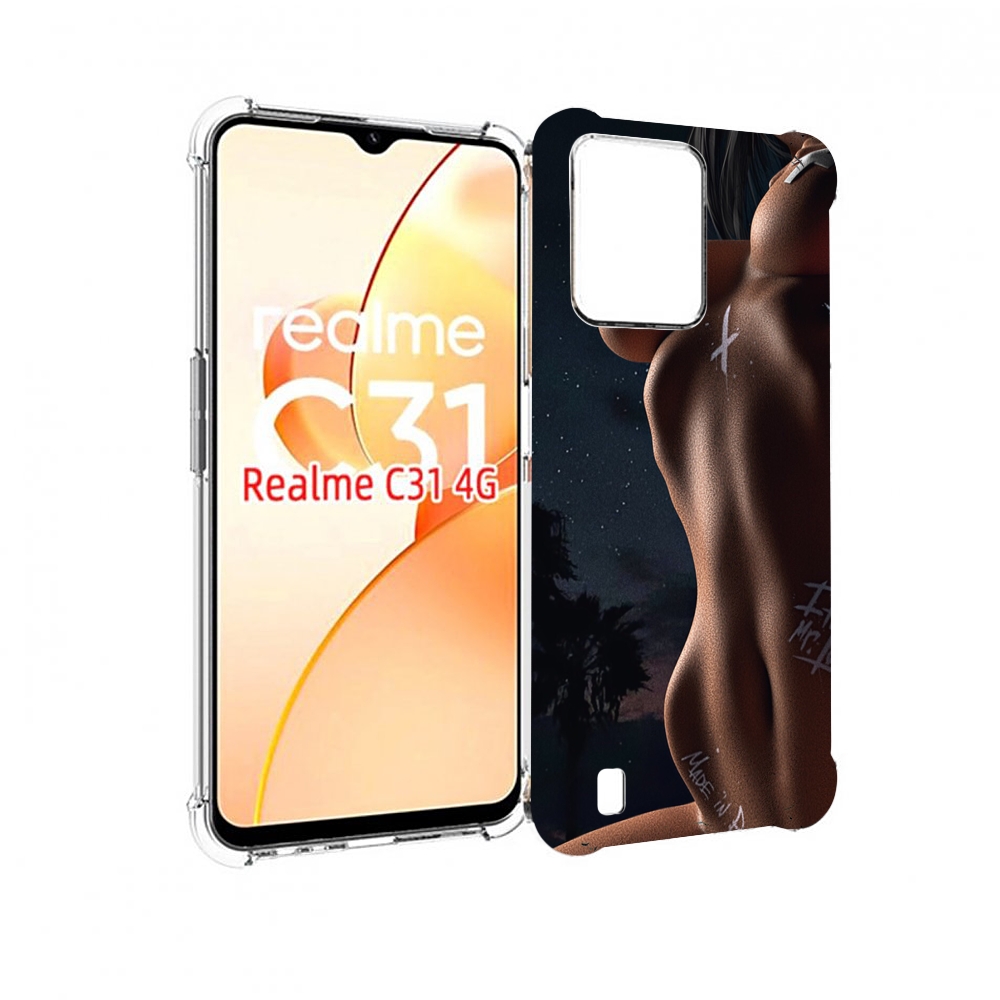 

Чехол MyPads белые-татуировки-на-теле для OPPO Realme C31, Прозрачный, Tocco