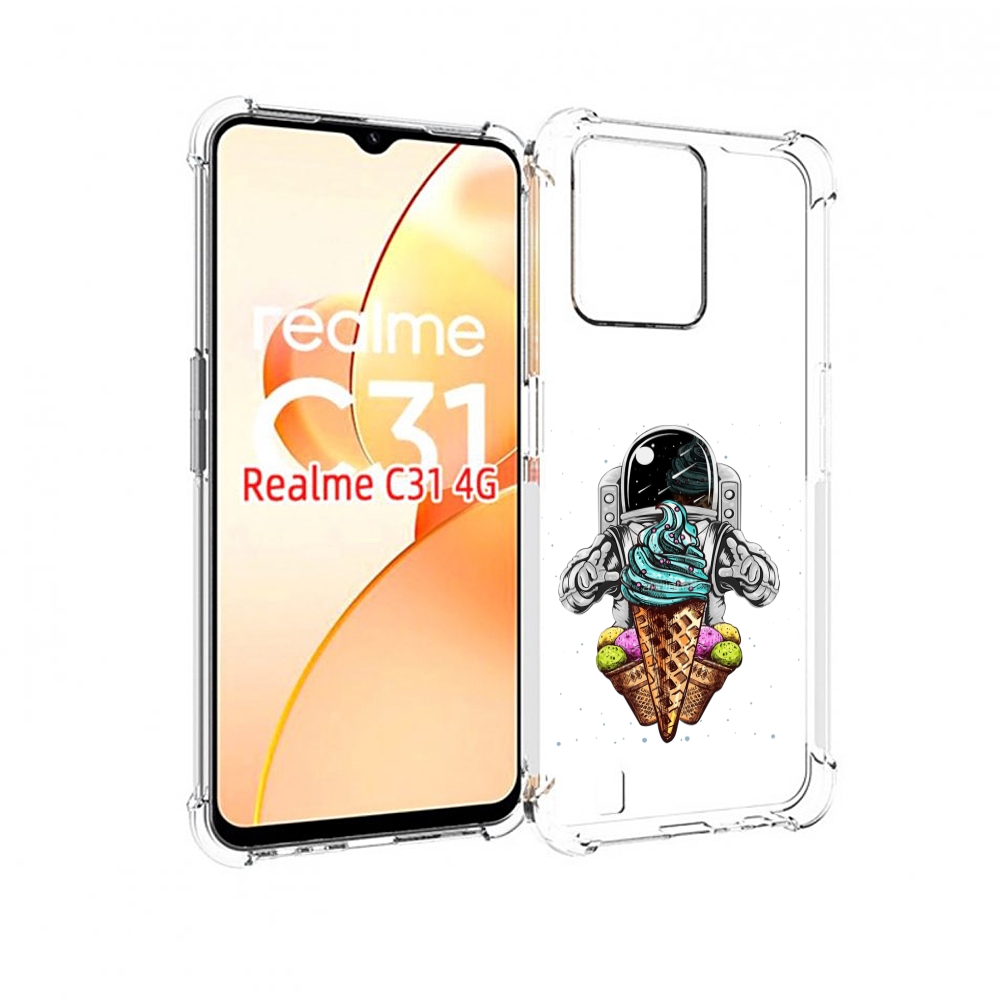 

Чехол MyPads астронавт-любит-мороженное для OPPO Realme C31, Прозрачный, Tocco
