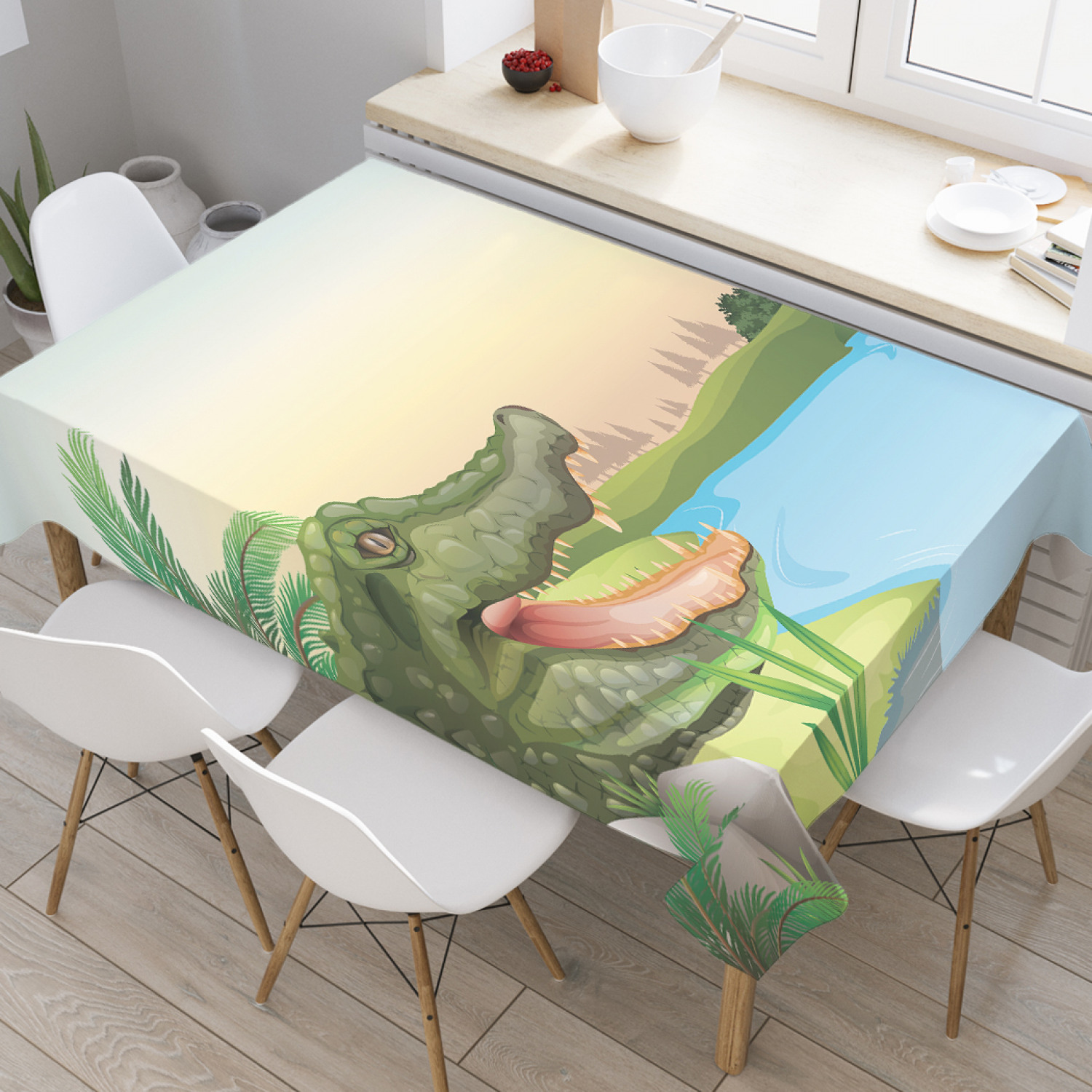 

Скатерть прямоугольная JoyArty "Опасный аллигатор" из оксфорда, 180x145 см, Зеленый, Опасный аллигатор