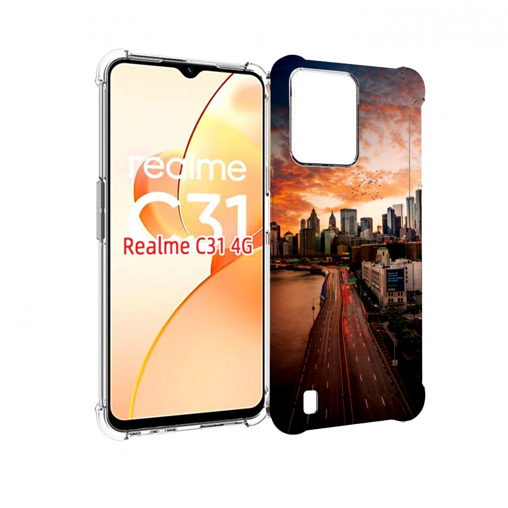 Чехол MyPads американский город фото для OPPO Realme C31