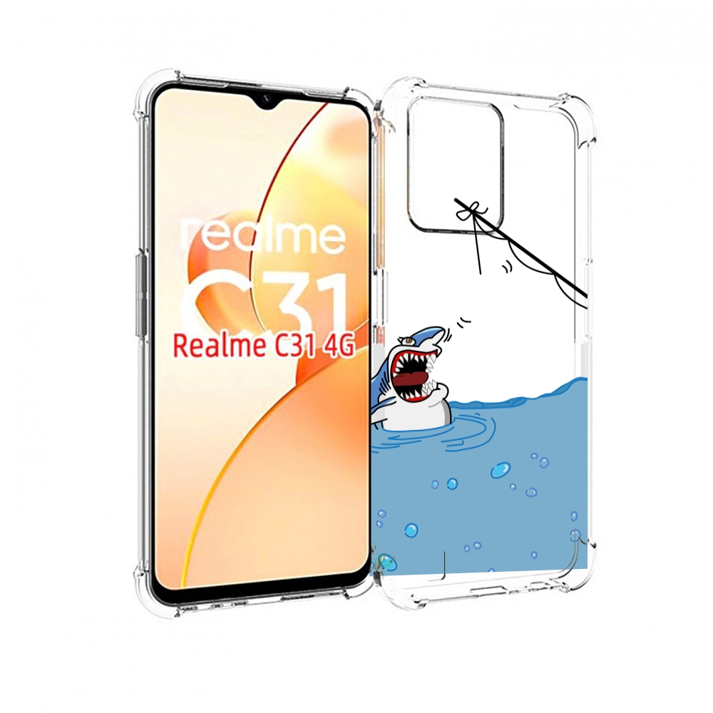 Чехол MyPads акула-рисунок для OPPO Realme C31