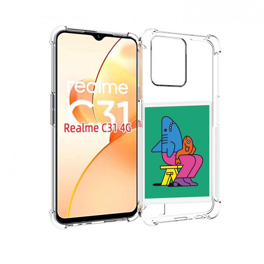 Чехол MyPads акула синяя в штанах для OPPO Realme C31