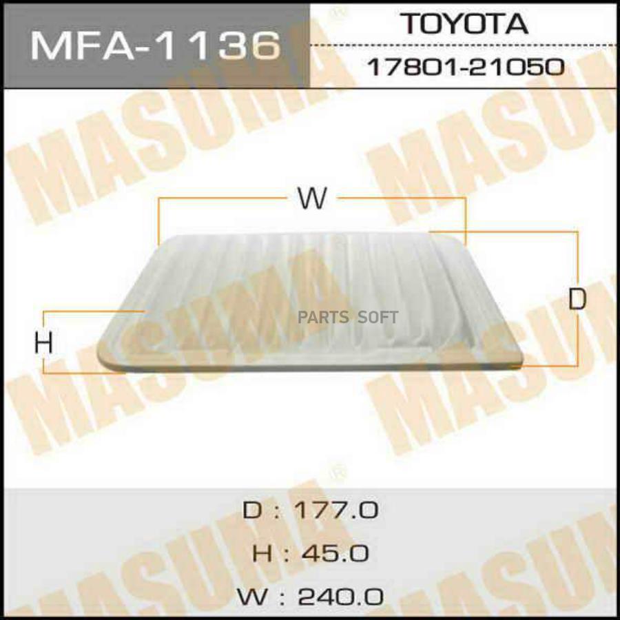 

Mfa-1136_фильтр Воздушный Toyota Avensis/Yaris 1.6/1.8/2.0 07> Masuma арт. MFA1136