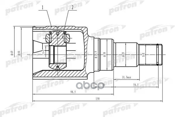 

ШРУС внутренний 23x38x19 TOYOTA YARIS/ECHO NCP1/SCP10 99-05 PATRON PCV1572