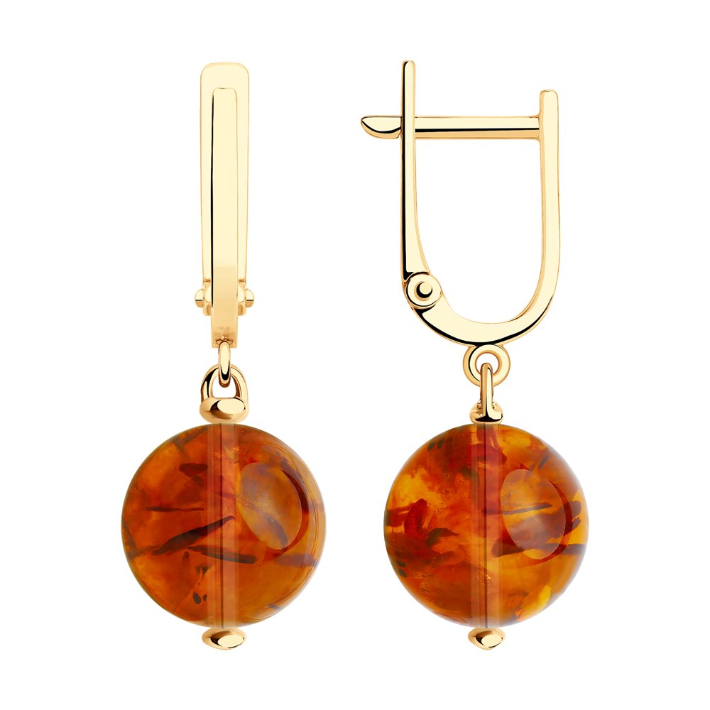 

Серьги женские из золота SOKOLOV 727587, янтарь, 727587